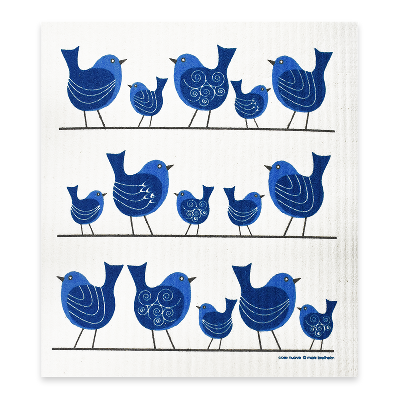 Swedish Dishcloth - Bluebirds on a Wire