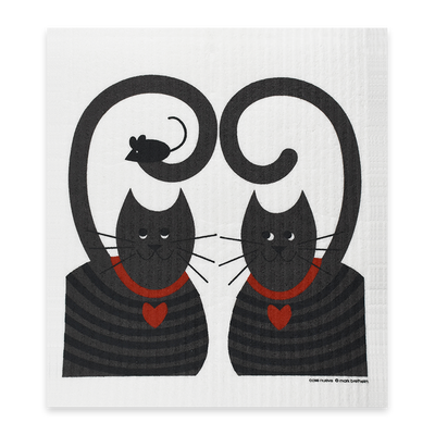 Swedish Dishcloth - Love Cats