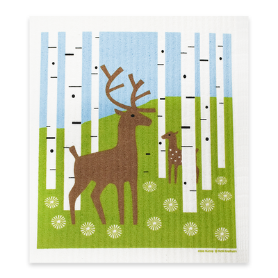 Swedish Dishcloth - Deer in Birch Forest