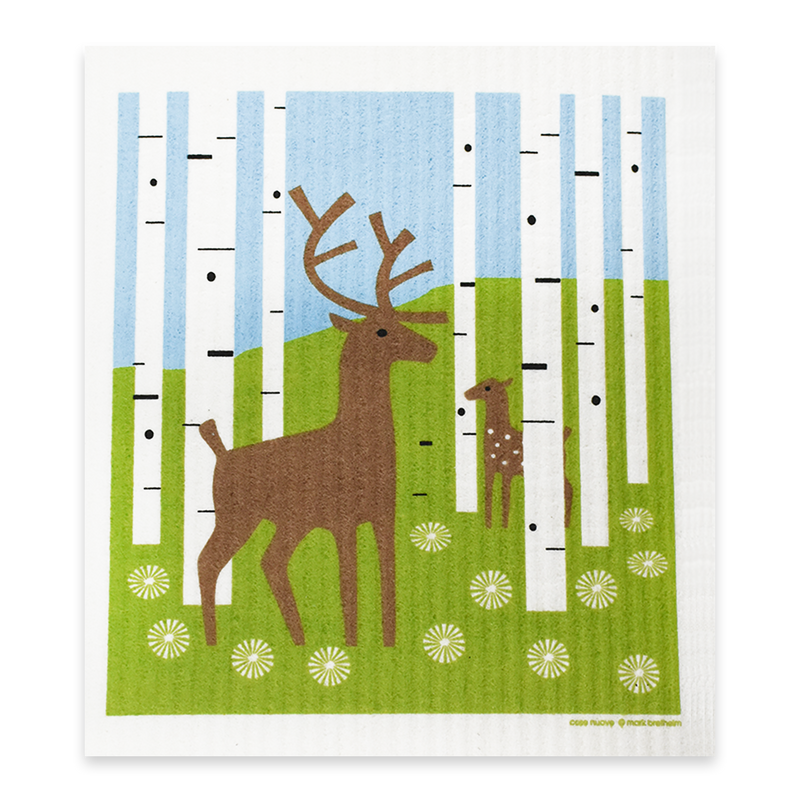 Swedish Dishcloth - Deer in Birch Forest