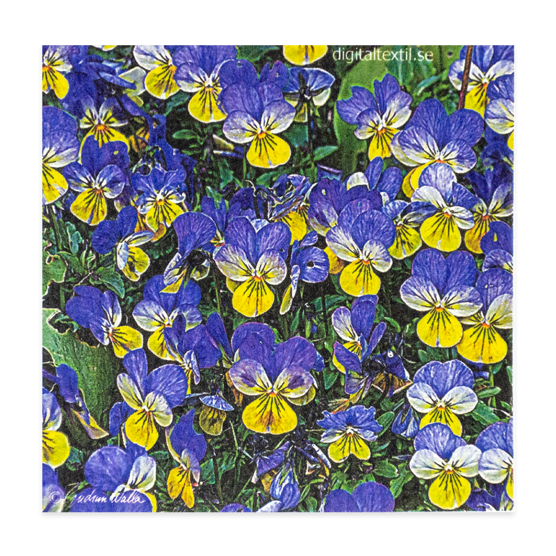 Swedish Dishcloth - Blue and Yellow Pansies