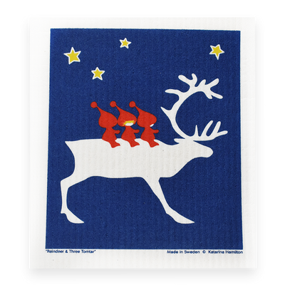 Swedish Dishcloth - Reindeer & Three Tomtar