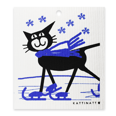 Swedish Dishcloth - Cat on Skates