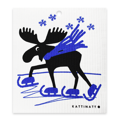 Swedish Dishcloth - Moose Skating