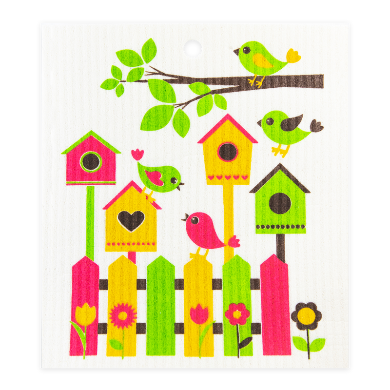 Swedish Dishcloth - Birdhouse & Friends