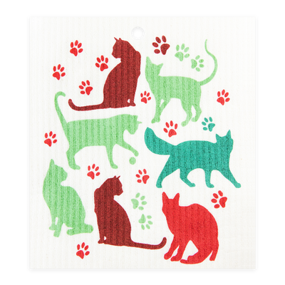 Swedish Dishcloth - Cats & Paw Prints
