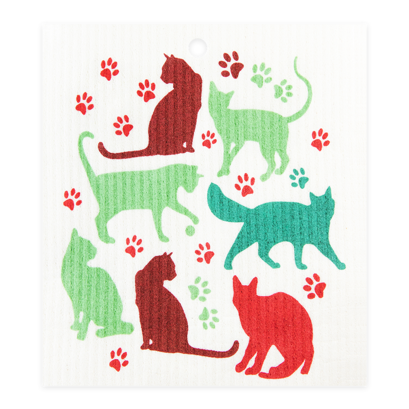 Swedish Dishcloth - Cats & Paw Prints