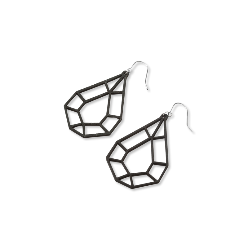 Valona Drop Birch Earrings, Black