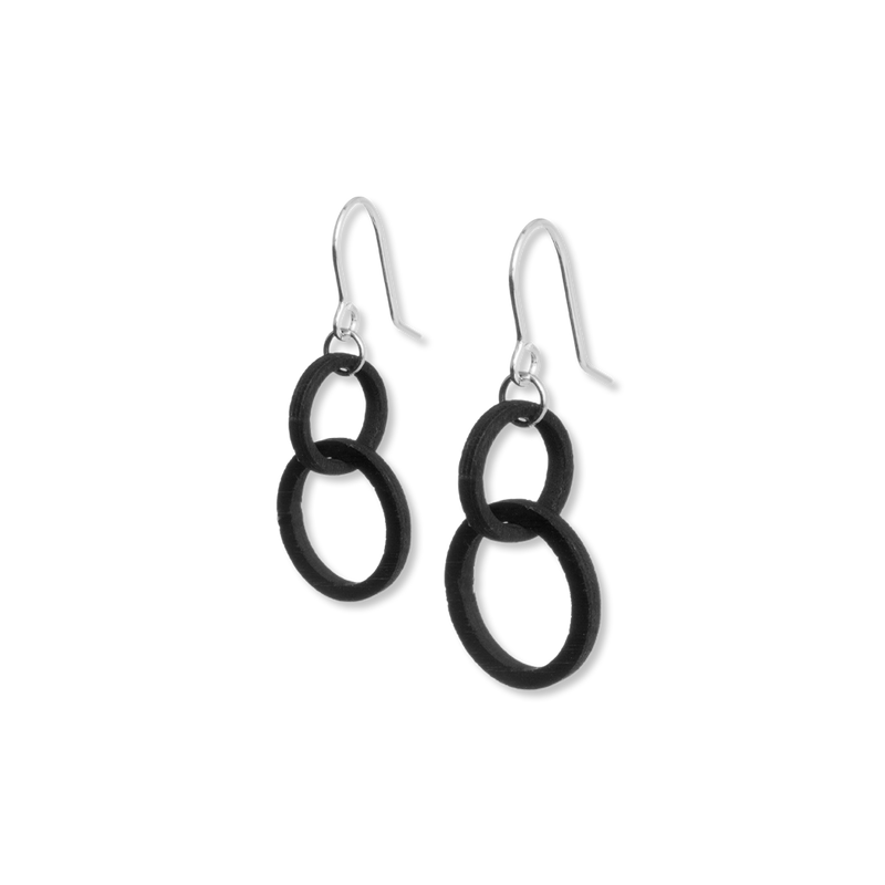 Valona Mini Halo Birch Earrings, Black