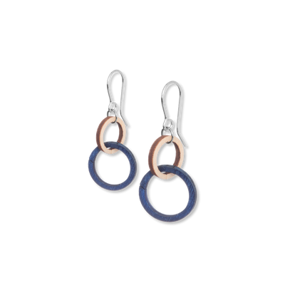 Valona Mini Halo Birch Earrings, Natural/Blue